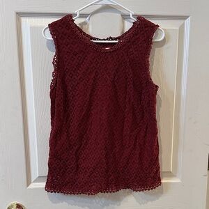 Elegant Lace Sleeveless Top - Burgundy